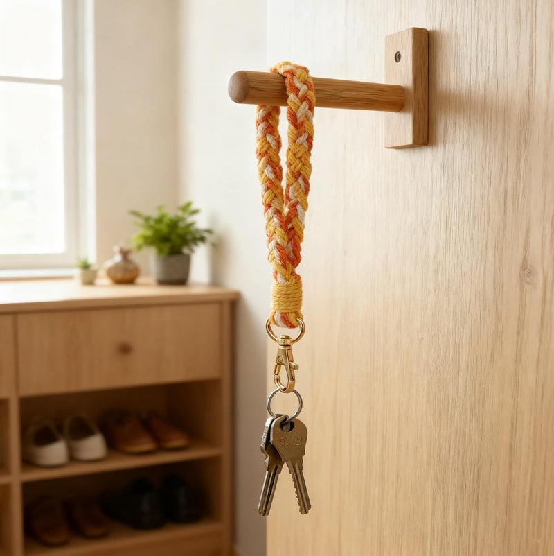 Moydolo Macrame Boho Keychain Bracelet Holder Handmade Keychain Wristlet Key Chain Wrist Lanyard for Women Girls - Image 5
