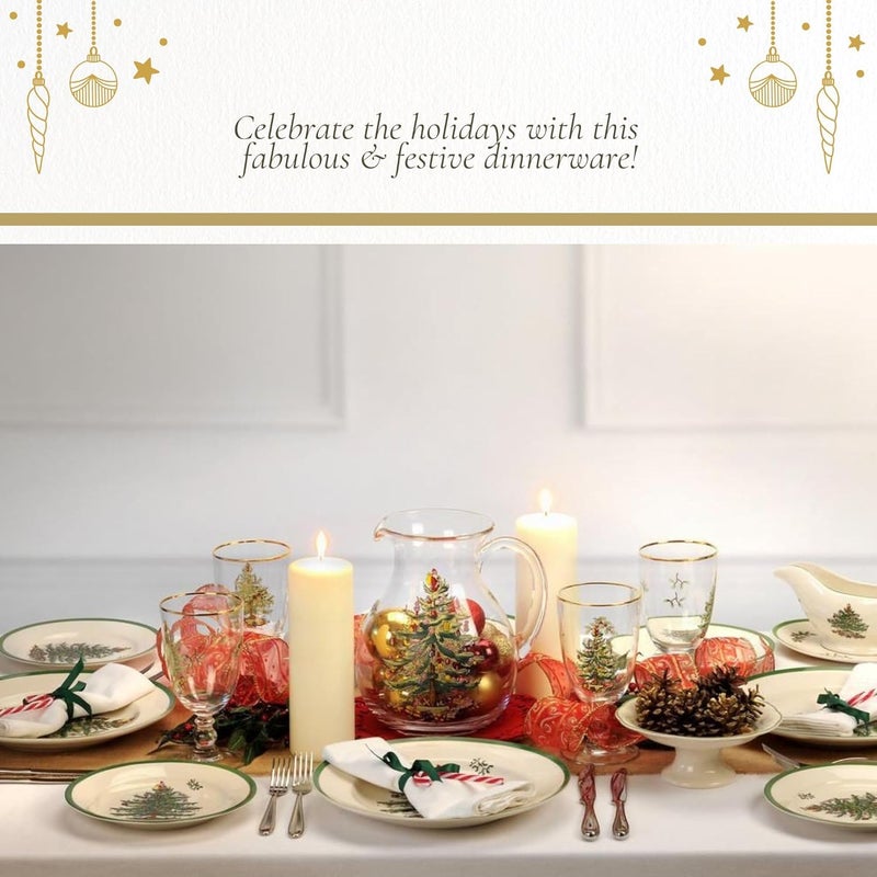 Spode Christmas Tree Cranberry Sauce Serving Dish with Slotted Spoon (8"x 6.5") - Rectangular Holiday Server with Holiday Motif - Dishwasher, Microwave, Freezer Safe Serveware for Entertaining - Image 5