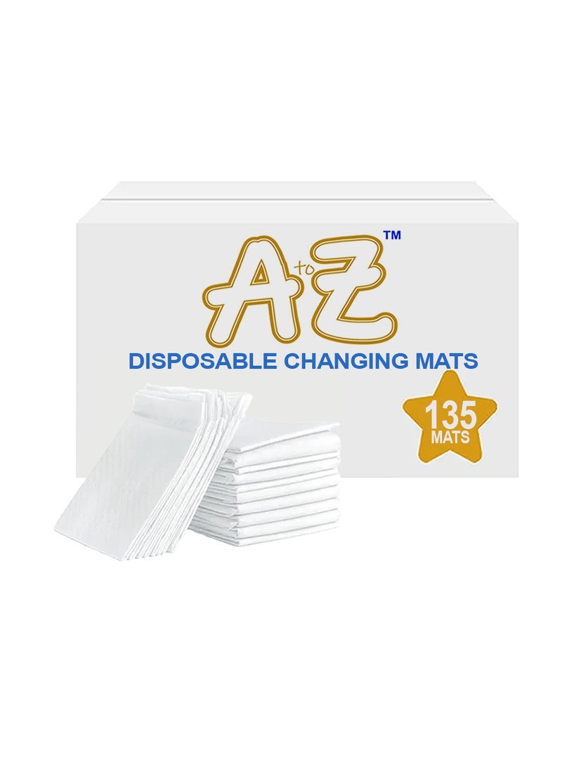 A TO Z A to Z - Disposable Changing Mat size (45cm x 60cm) Large- Premium Quality for Baby Soft Ultra Absorbent Waterproof - Pack of 135 - White - Image 1