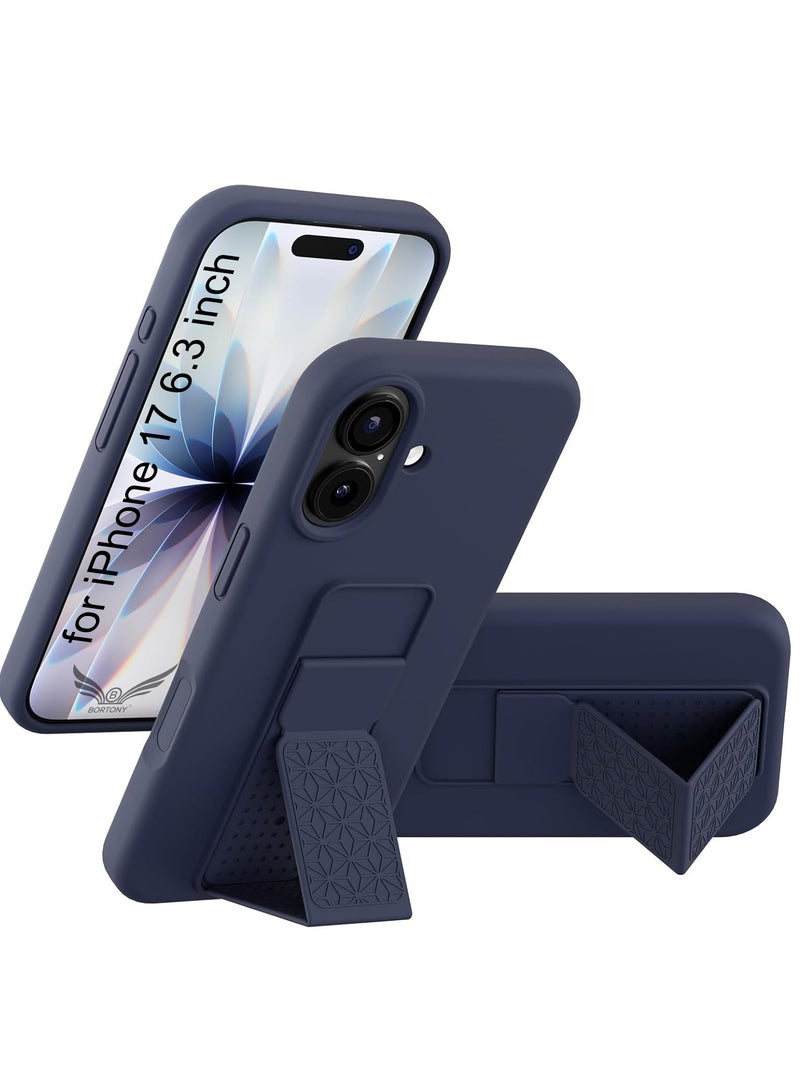 بورتوني حافظة آيفون 17، غطاء بمسند للأصابع لهاتف آيفون 17، حافظة هاتف من السيليكون الناعم مغناطيسية متعددة المواقف عمودية وأفقية لهاتف آيفون 17 6.3 بوصة - Image 1