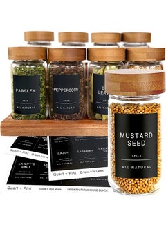 Spice Jars with Label Glass Spice Jars Glass Empty Glass Jars with LidsSpice Containers with Labels Seasoning Organizer Spice Labels Spice Bottles Empty Glass Labels Seasoning Containers