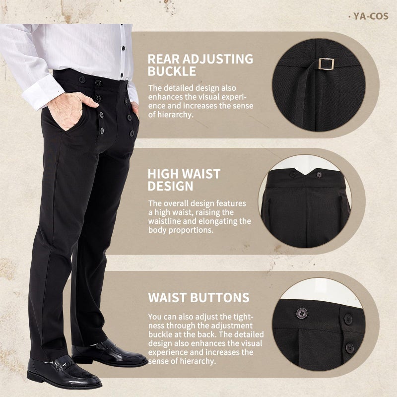Ya-cos Men Steampunk Pants Classic Victorian Pants Adult Vintage Gothic Trousers Cosplay Costume - Image 3