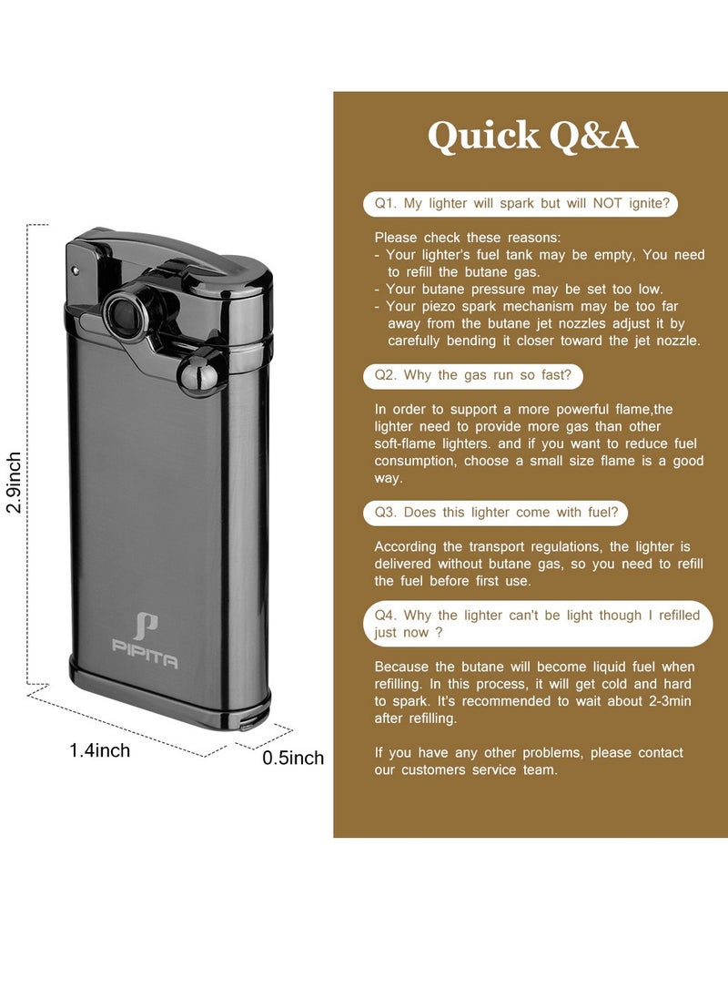 Generic 2pcs Torch Lighter Windproof  Jet Single Flame Lighter , Adjustable Flame and Refillbale Fuel Metal Lighter (Butane Not Included)  - Image 2