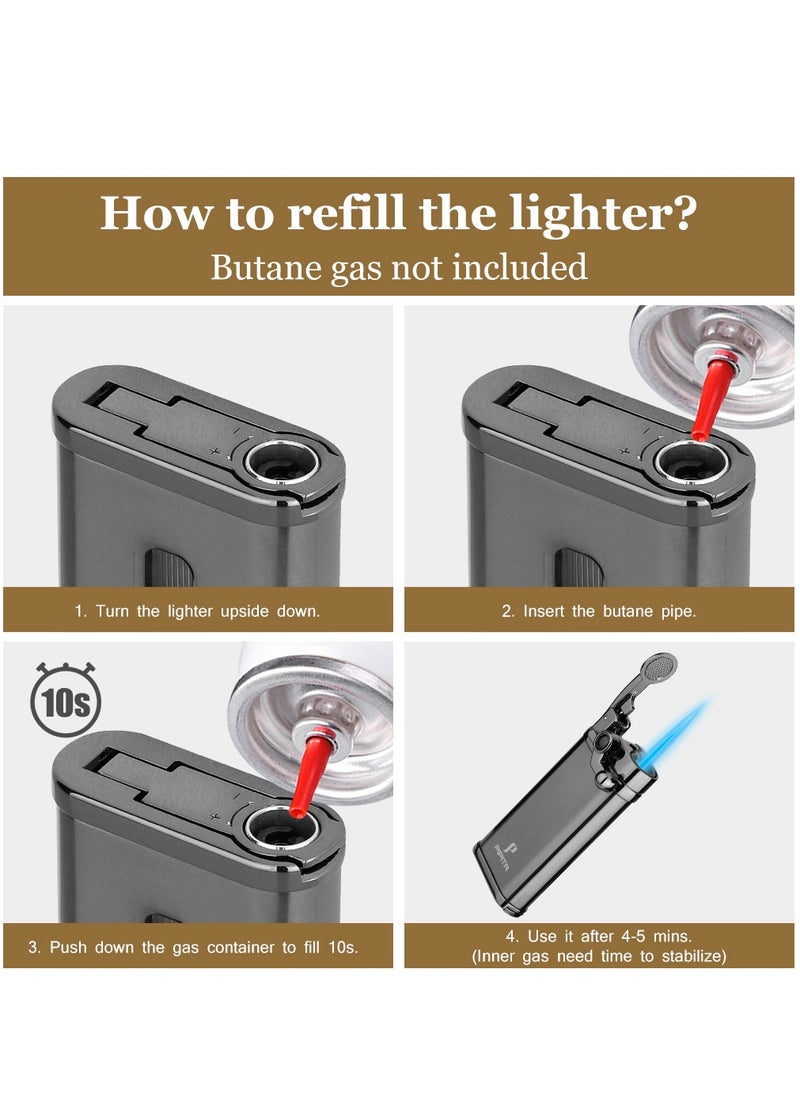 Generic 2pcs Torch Lighter Windproof  Jet Single Flame Lighter , Adjustable Flame and Refillbale Fuel Metal Lighter (Butane Not Included)  - Image 3