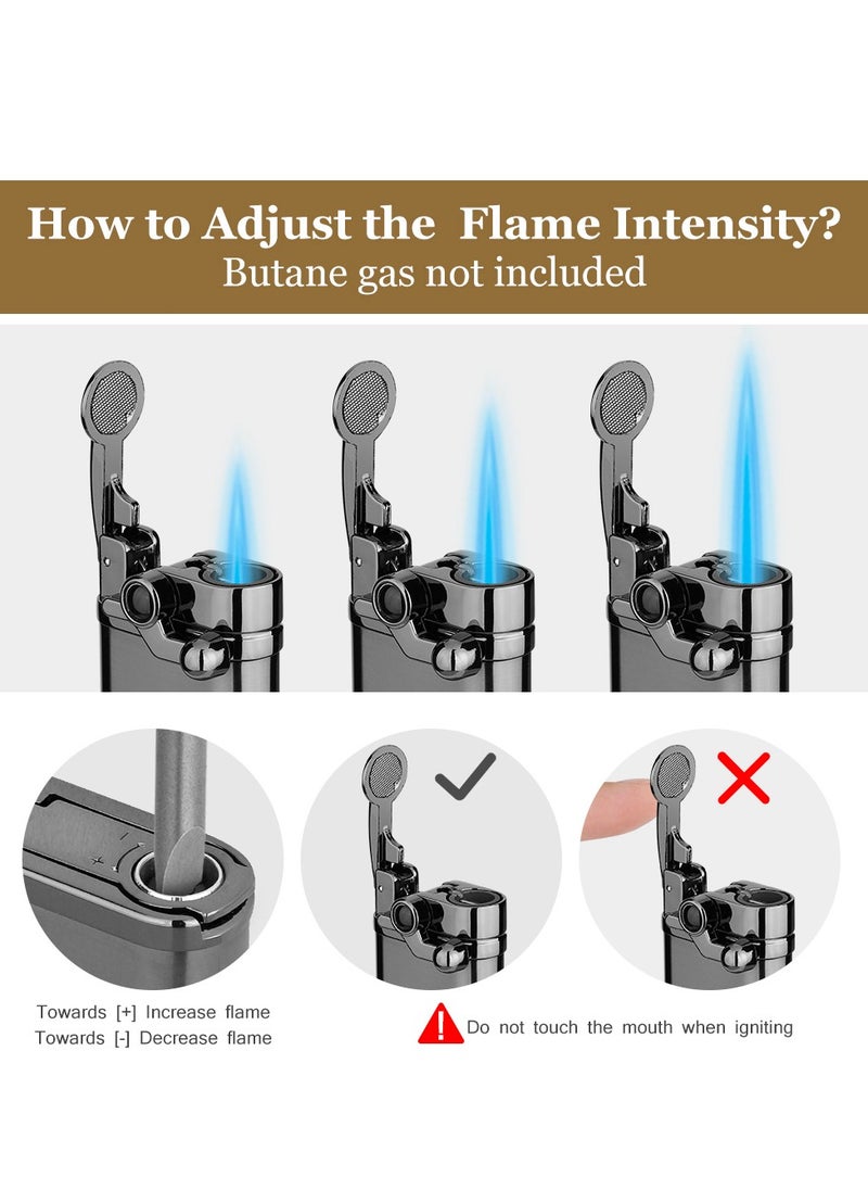 Generic 2pcs Torch Lighter Windproof  Jet Single Flame Lighter , Adjustable Flame and Refillbale Fuel Metal Lighter (Butane Not Included)  - Image 4