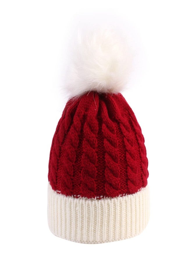 MOHYS Christmas Hat Kids Knitted Santa Hat for Children Infant Baby Xmas Winter Holiday Party Dress up, 0 to 6 Years Old(Red) - Image 1
