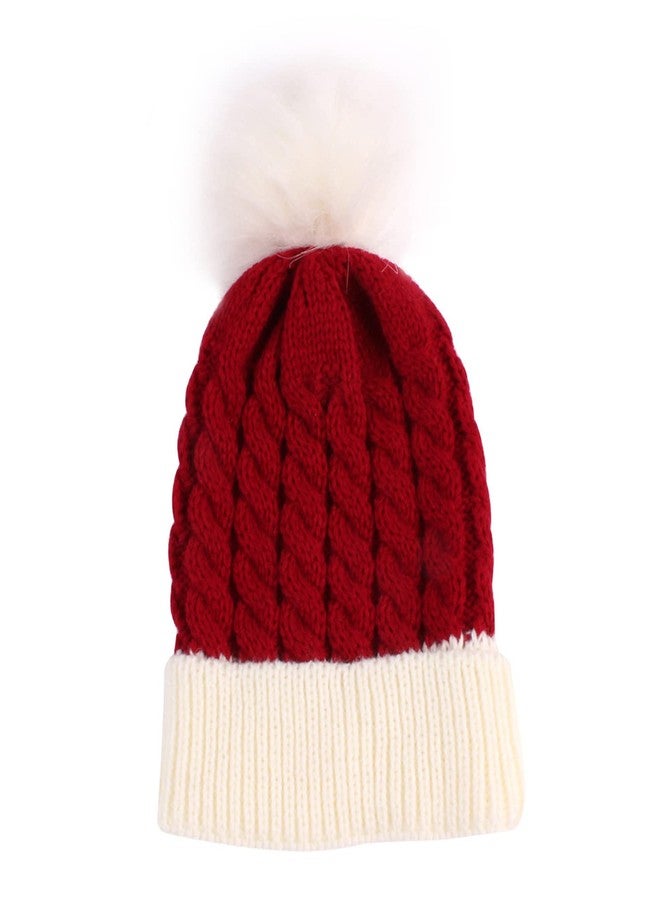 MOHYS Christmas Hat Kids Knitted Santa Hat for Children Infant Baby Xmas Winter Holiday Party Dress up, 0 to 6 Years Old(Red) - Image 2