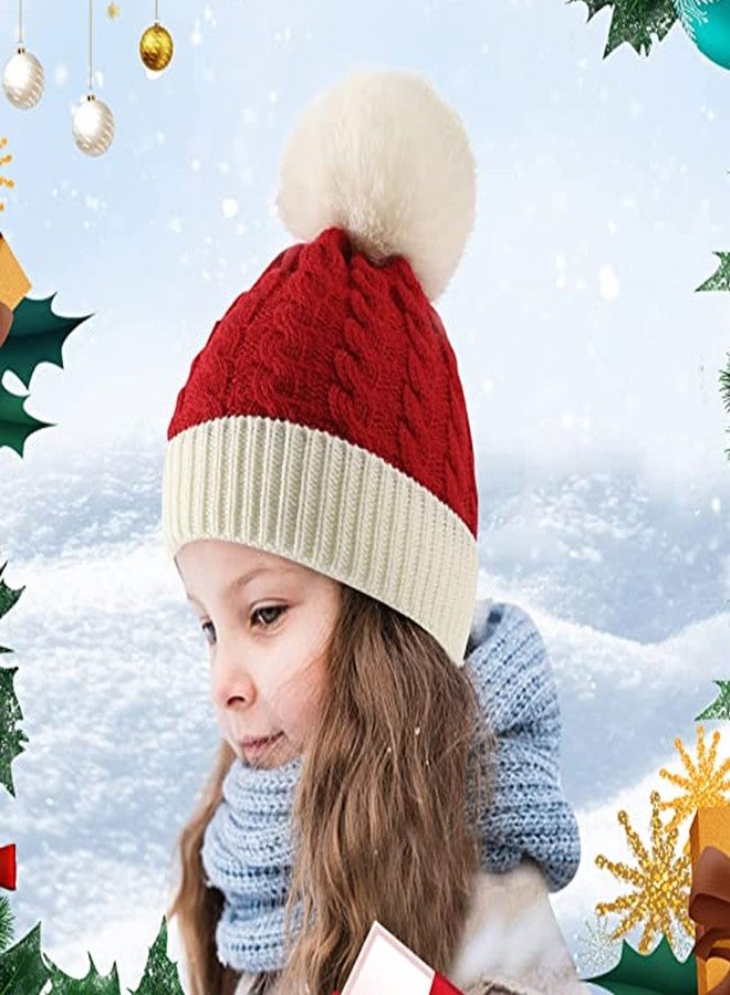 MOHYS Christmas Hat Kids Knitted Santa Hat for Children Infant Baby Xmas Winter Holiday Party Dress up, 0 to 6 Years Old(Red) - Image 5