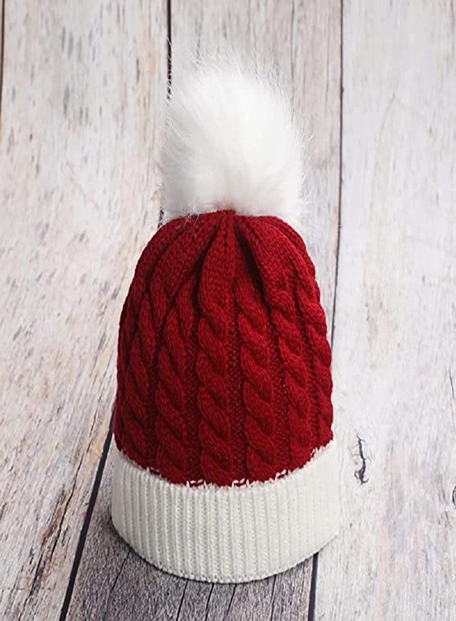 MOHYS Christmas Hat Kids Knitted Santa Hat for Children Infant Baby Xmas Winter Holiday Party Dress up, 0 to 6 Years Old(Red) - Image 3
