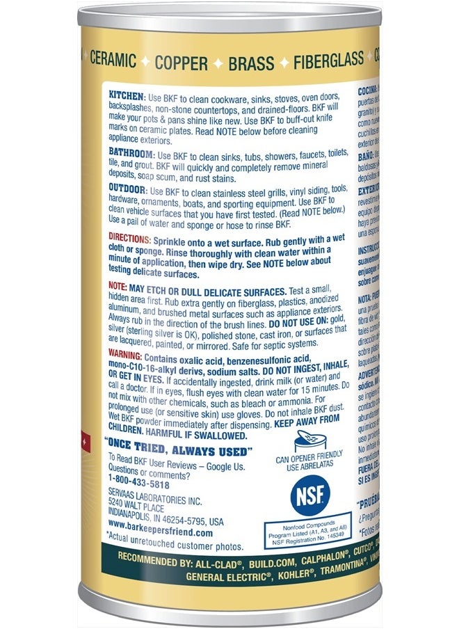 Bar Keepers Friend - Powder Cleanser (12 oz) -Multipurpose Cleaner & Stain Remover - Bathroom, Kitchen & Outdoor Use - For Stainless Steel,Copper,Brass,Ceramic,Porcelain,Bronze,Aluminum Cookware (1) - Image 1