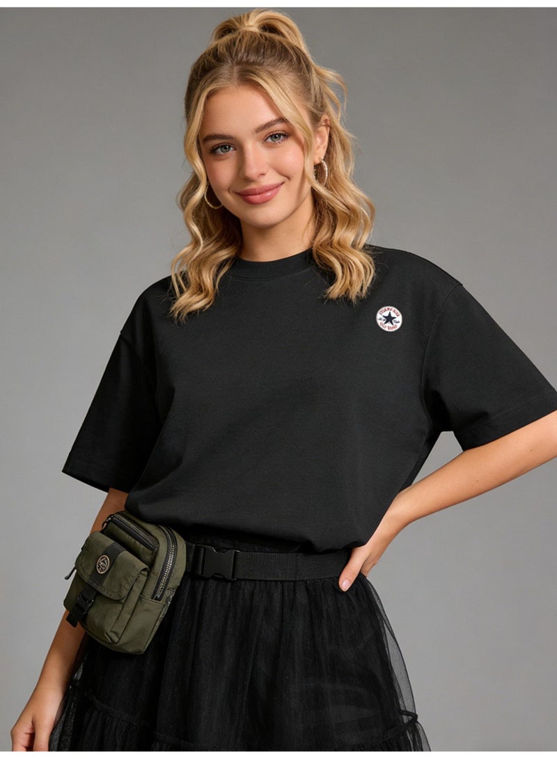 CONVERSE Men's and women's t-shirts, high-grade cotton loose short sleeves, round converse logo, men's and women's retro street clothes. Heavy cotton up to 300G. - Image 4