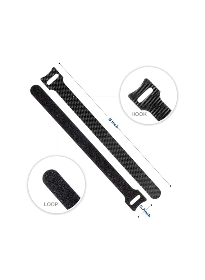 PROMASS 80PCS Reusable Cable Ties, Black Adjustable 6-Inch Cord Organizer Ties, Multi-purpose Hook Loop Cable Management Wire Ties for Organizing Home, Office, Data Centers  - Image 3