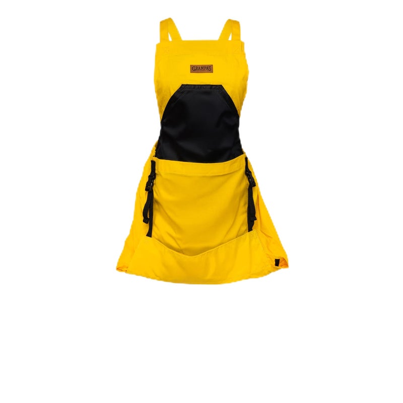 Grampa's Weeder Grampa's Garden Apron - Cross Back Gardening Apron With Pockets For Women & Men | Harvest Apron with Large Kangaroo Pouch (Yellow) - Image 1