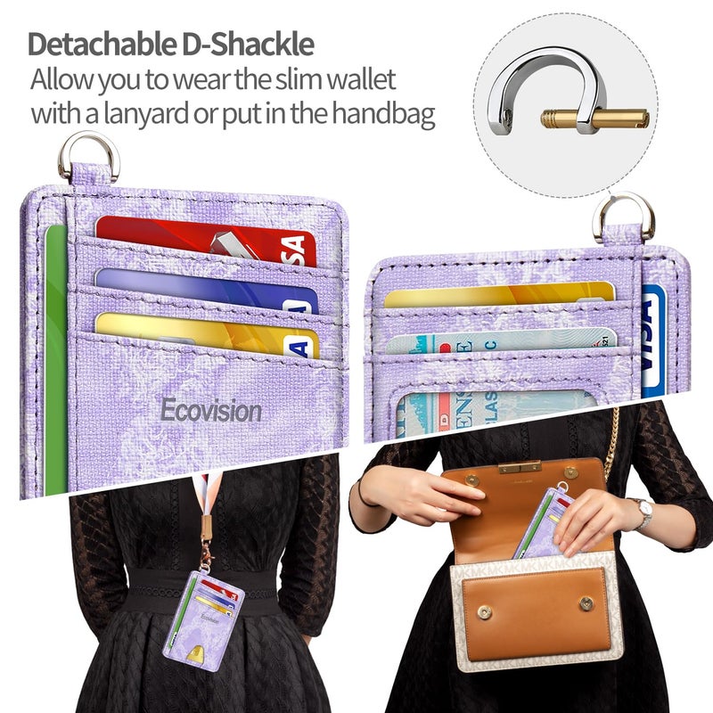 EcoVision Slim Minimalist Front Pocket Wallet, RFID Blocking Credit Card Holder Wallet with Detachable D-Shackle for Men Women - Image 3