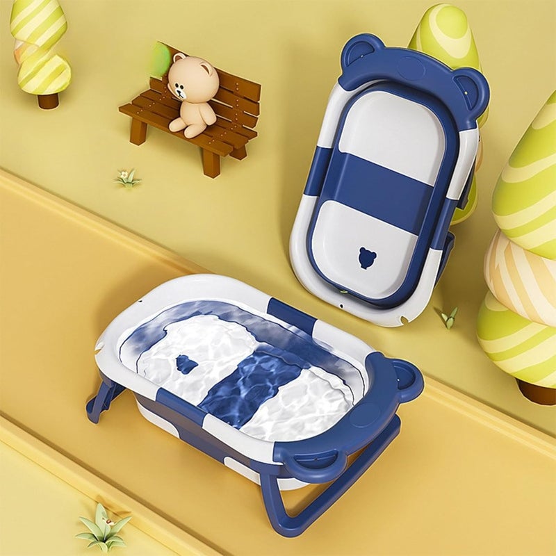 Turtees Foldable Baby Bath Tub with Built-In Thermometer, Blue, for Newborn to 18 Months - Image 3