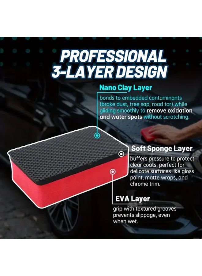 2 Pack Nano Magic Clay Sponges 3 Layer Scratch Free Oxidation Remover For Car Detailing - Image 2
