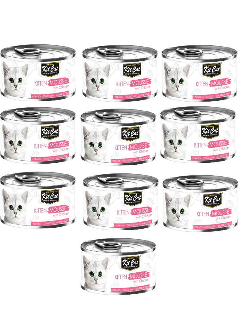 Kit Cat 10PC Kit Cat Kitten Mousse with Chicken 80g - Image 1