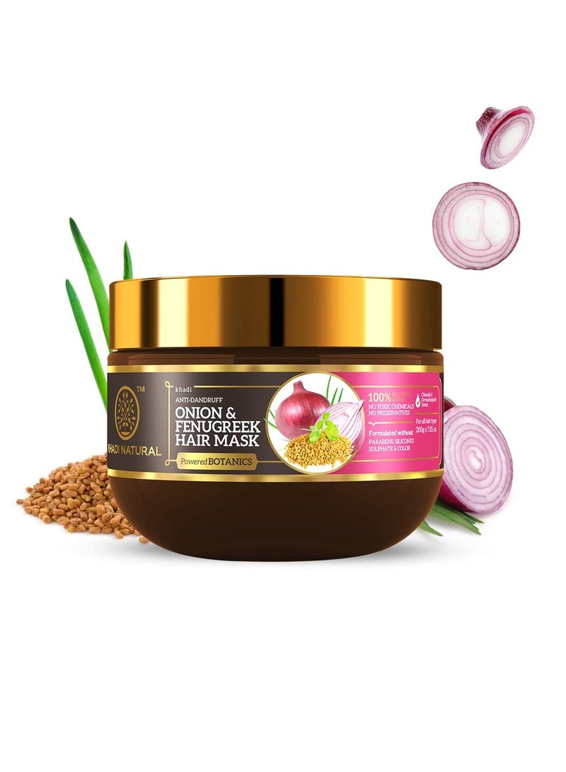 KHADI NATURAL Onion and Fenugreek Hair Mask Reduces Dandruff| Helps in Hair Growth POWERED BOTANICS 200GM - Image 1