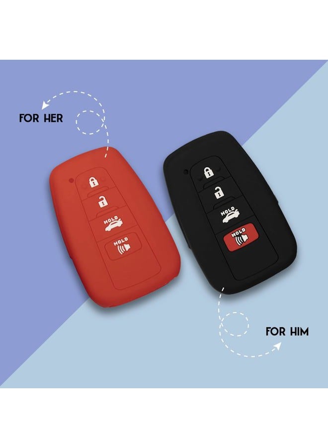 Autobase Silicone Key Fob Cover for Toyota 4-Button Smart Keys, 2 Pcs (Black and Red) - Image 5