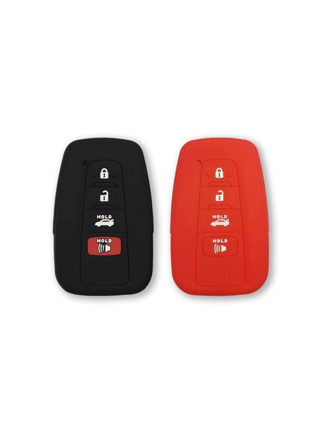 Autobase Silicone Key Fob Cover for Toyota 4-Button Smart Keys, 2 Pcs (Black and Red) - Image 1