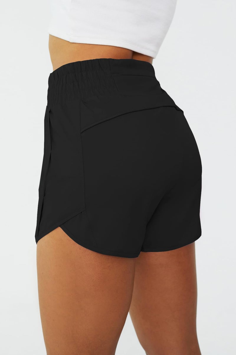 Tough Mode Black Shorts for Women, Women's Athletic Shorts, High Waisted Running Shorts Pockets Sporty Shorts Gym Elastic Workout Short-M - Image 4
