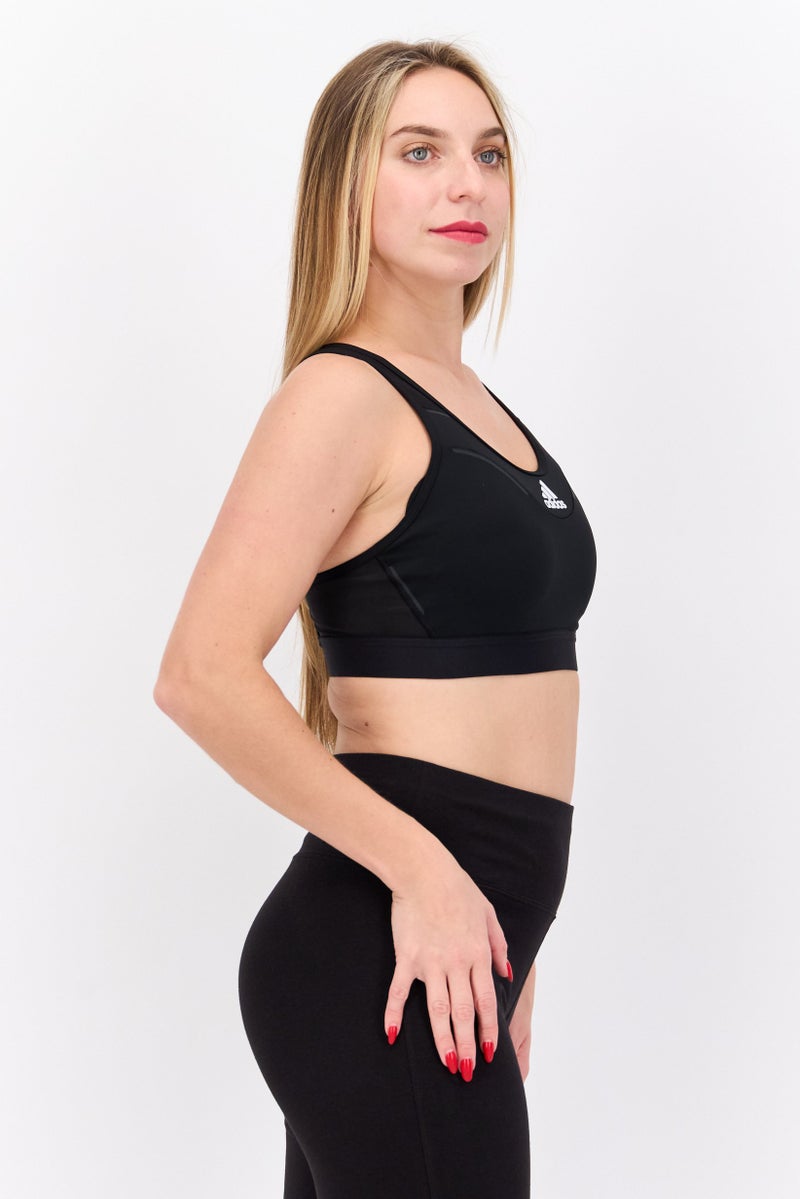 Adidas Women Brand Logo Padded Sports Bra, Black - Image 4