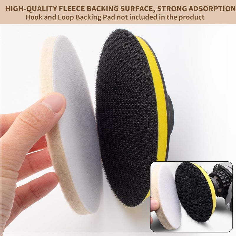 Marrio 5 PCS 5 Inch Wool Felt Polishing Pad, Buffing Pads Wool Polishing Disc for Orbital Sander Fade proof - Image 4