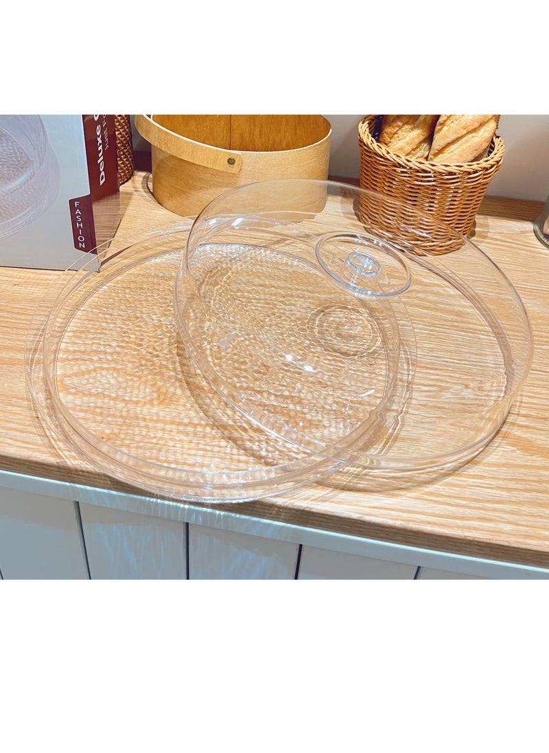 Laseta Acrylic Serving Tray with Dome Lid - Clear | 100% BPA-Free Acrylic Tray | Versatile Storage and Display Solution for Banquets, Parties, and Home Use The tray package measuring  12.8*3.34 inch  - Image 1