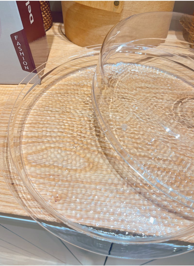 Laseta Acrylic Serving Tray with Dome Lid - Clear | 100% BPA-Free Acrylic Tray | Versatile Storage and Display Solution for Banquets, Parties, and Home Use The tray package measuring  12.8*3.34 inch  - Image 2