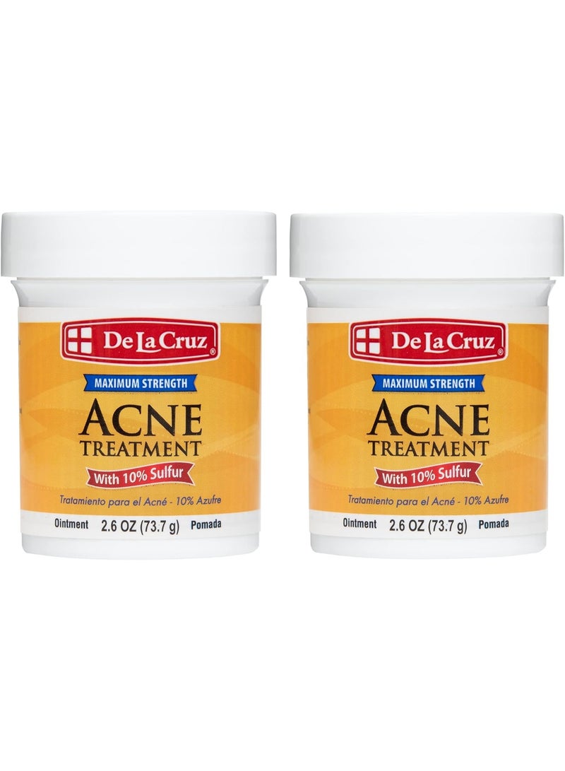 دي لا كروز مرهم علاج حب الشباب يحتوي على 10% كبريت (73.7 جرام) قطعتين