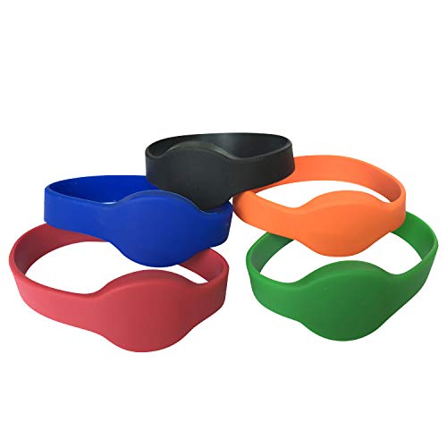 YARONGTECH 125khz RFID Wristband EM4100 black blue red green Orange Waterproof Silicone Bracelet pack of 5 - Image 1