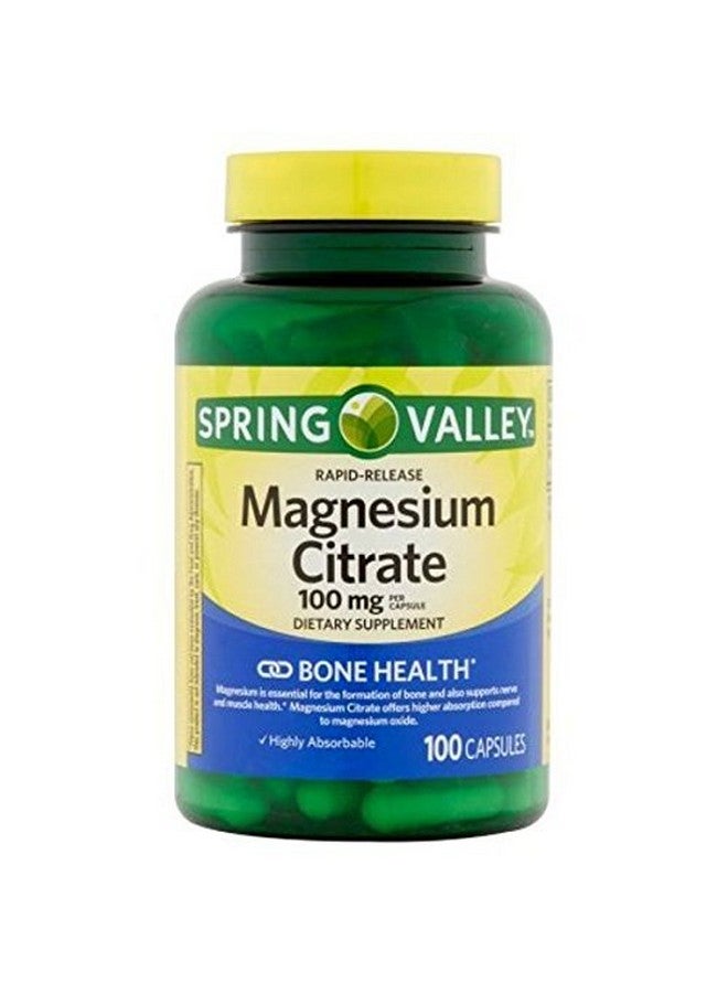 SPRING VALLEY سترات المغنيسيوم 100 ملغ إطلاق سريع 100 كبسولة - Image 1