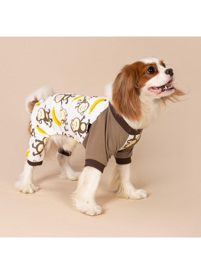 فيت وورم بيجامات كلاب القرد من Fitwarm، ملابس كلاب لطيفة للكلاب الصغيرة من الأولاد والبنات، ملابس حيوانات أليفة، قطن 100% قابل للتنفس، بني، مقاس صغير - Image 2