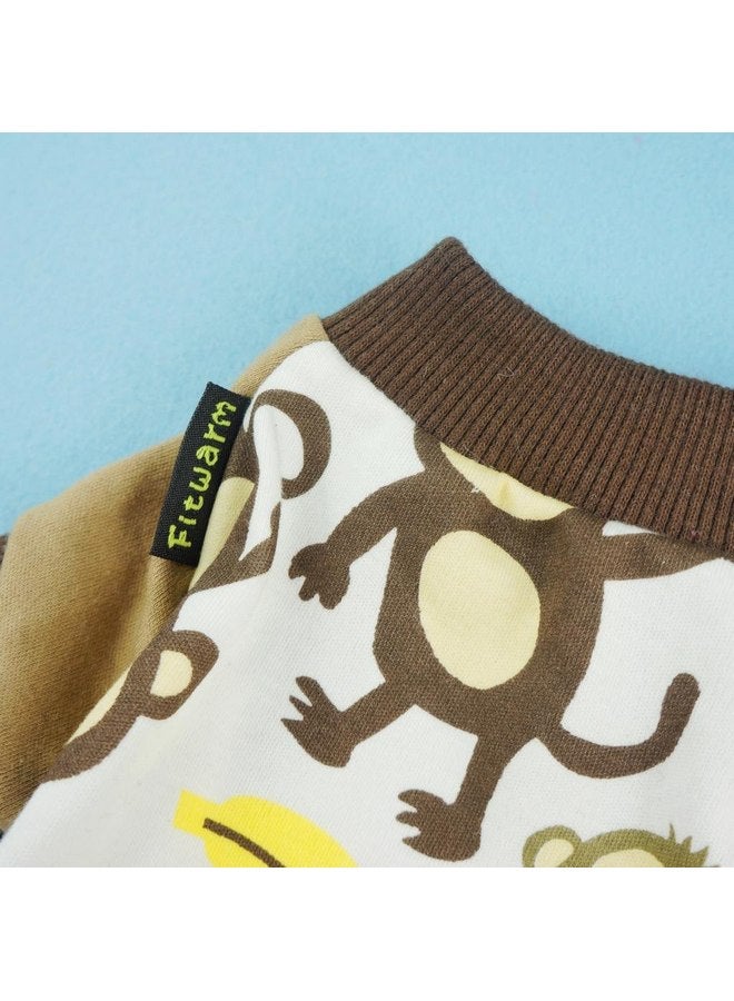 فيت وورم بيجامات كلاب القرد من Fitwarm، ملابس كلاب لطيفة للكلاب الصغيرة من الأولاد والبنات، ملابس حيوانات أليفة، قطن 100% قابل للتنفس، بني، مقاس صغير - Image 5