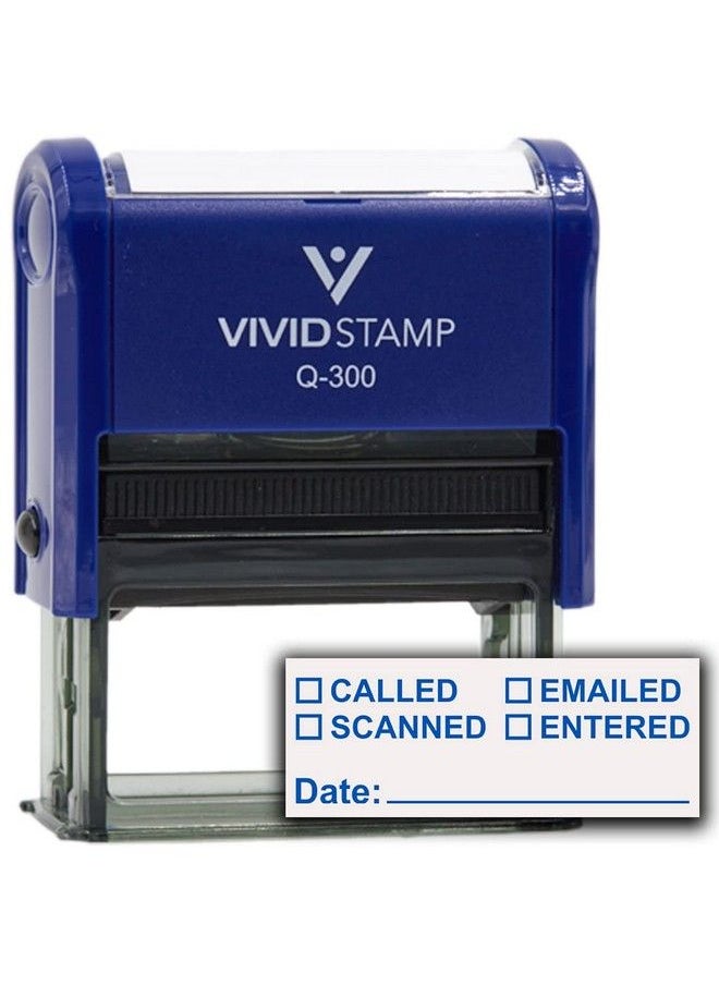Vivid Stamp - [] تم الاتصال به [] تم مسحه ضوئيًا [] تم إرساله بالبريد الإلكتروني مع ختم مطاطي ذاتي الحبر للمكتب (حبر أزرق) Q300 - Image 1