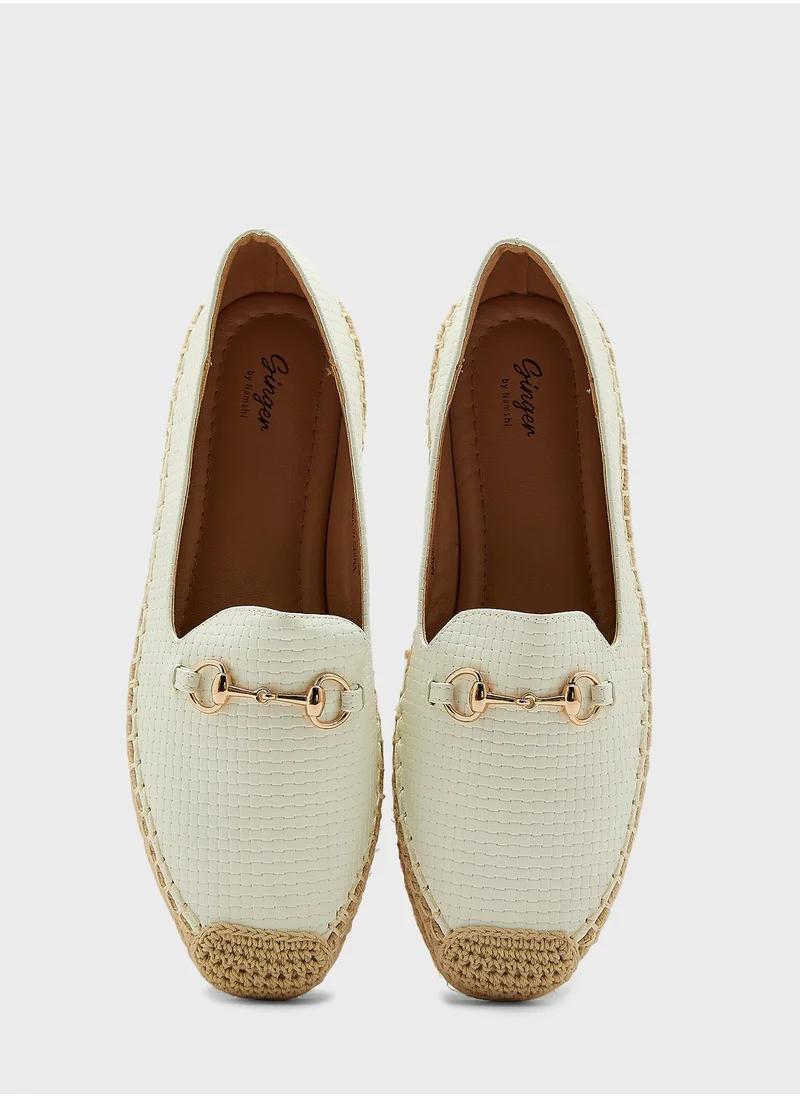 Ginger Horsebit Textured Flat Espadrille