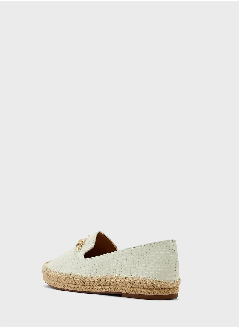 Ginger Horsebit Textured Flat Espadrille