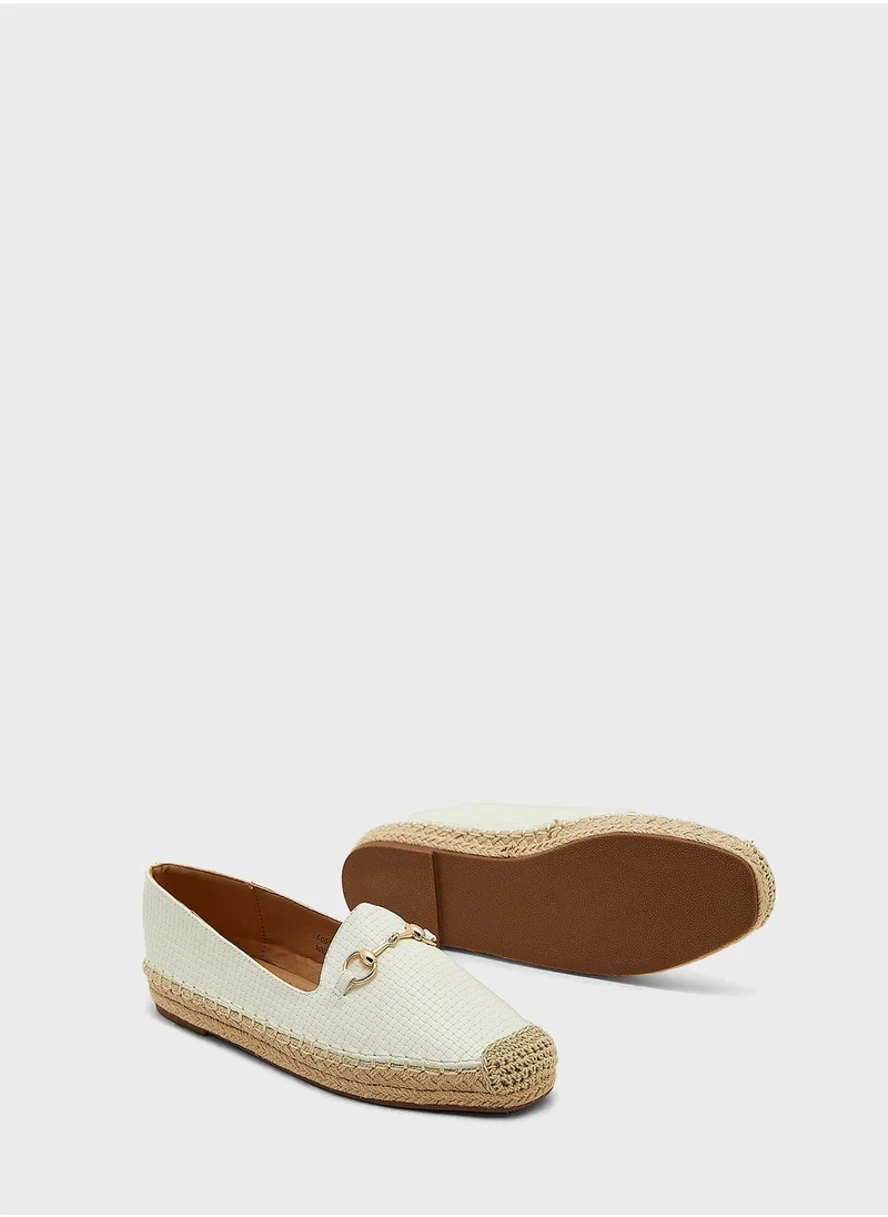 Ginger Horsebit Textured Flat Espadrille