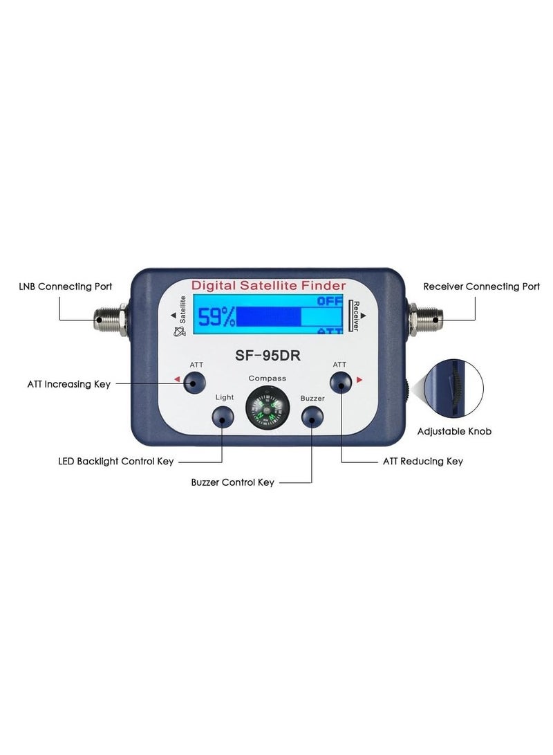 Digital Satellite Signal Finder Meter for Dish Network Directv FTA with Compass and Audio Tone - Blue  - Image 3