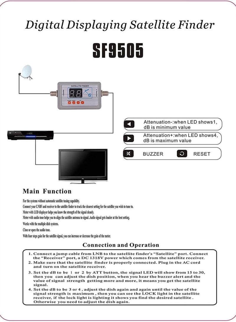 Digital Satellite Signal Finder Meter for Dish Network Directv FTA with Compass and Audio Tone - Blue  - Image 4