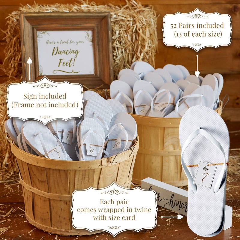 Orca Bulk Flip Flops For Wedding Guests (WHITE) | 52 Pack Wholesale Wedding Sandals - Image 4