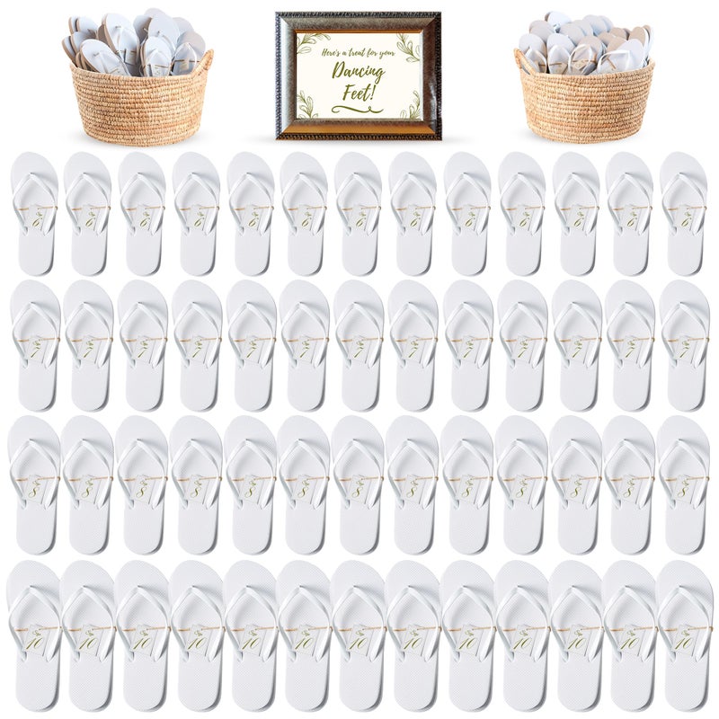 Orca Bulk Flip Flops For Wedding Guests (WHITE) | 52 Pack Wholesale Wedding Sandals - Image 1