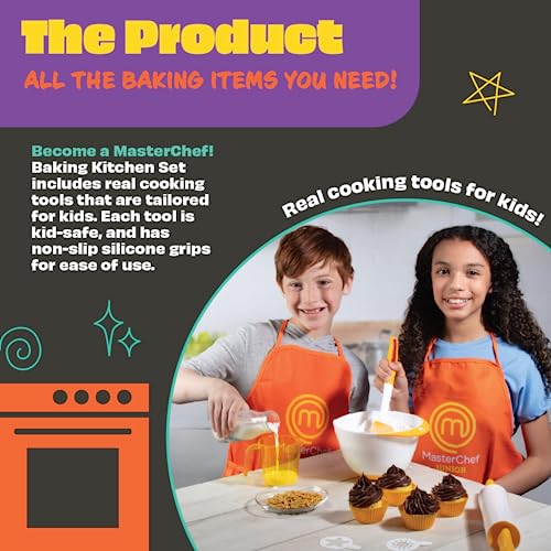 MasterChef Junior Baking Kitchen Set for Kids - 7 Pc. Kit Includes Real Cooking Tools for Kids w Recipes, Xmas Holiday Gift Party- Homemade Treats - Image 2