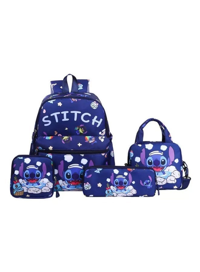 Disney Back to School Stitch Backpack Set for Kids, 4 Pcs School Bag Set with Lunch Bag, Pencil Case and Storage Pouch, Cute Cartoon Backpack for Girls and Boys, Back to School Gift - Image 2