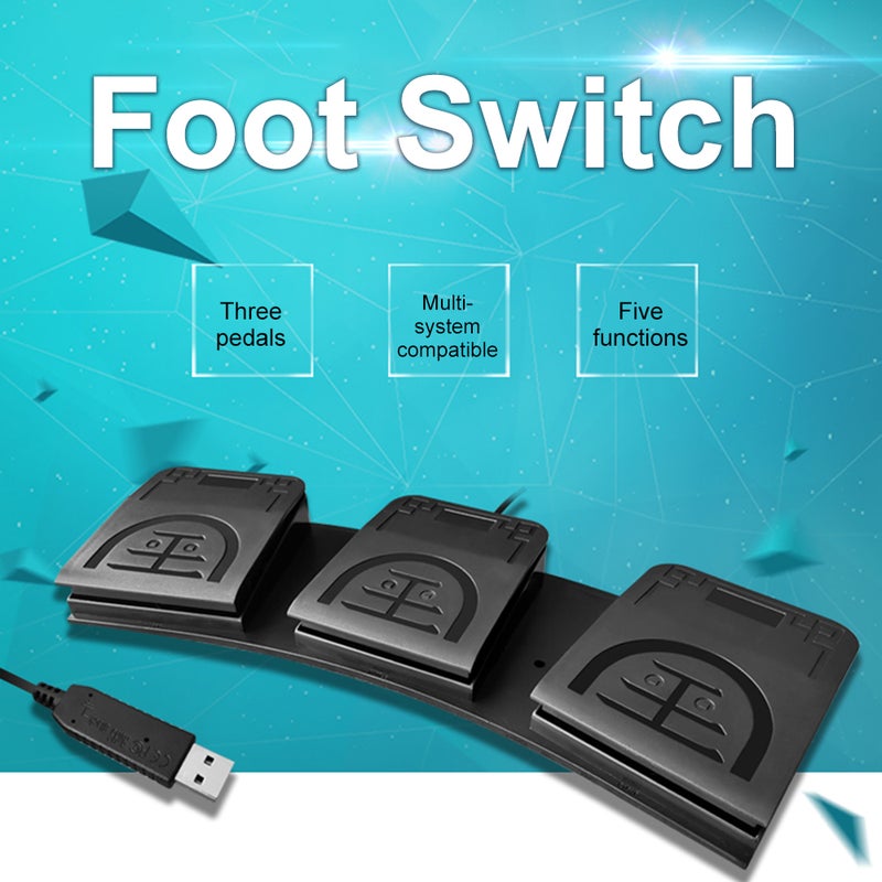 PS/2 to USB Foot Pedal Switch Customized Host Game Controller Foot Pedal Keyboard - No Delay High Sensitivity - Five Functions - Widely Used - Compatible with Multiple Systems - Anti-slip Durable for Medical Devices Instruments Computers Office Programmable - Image 4