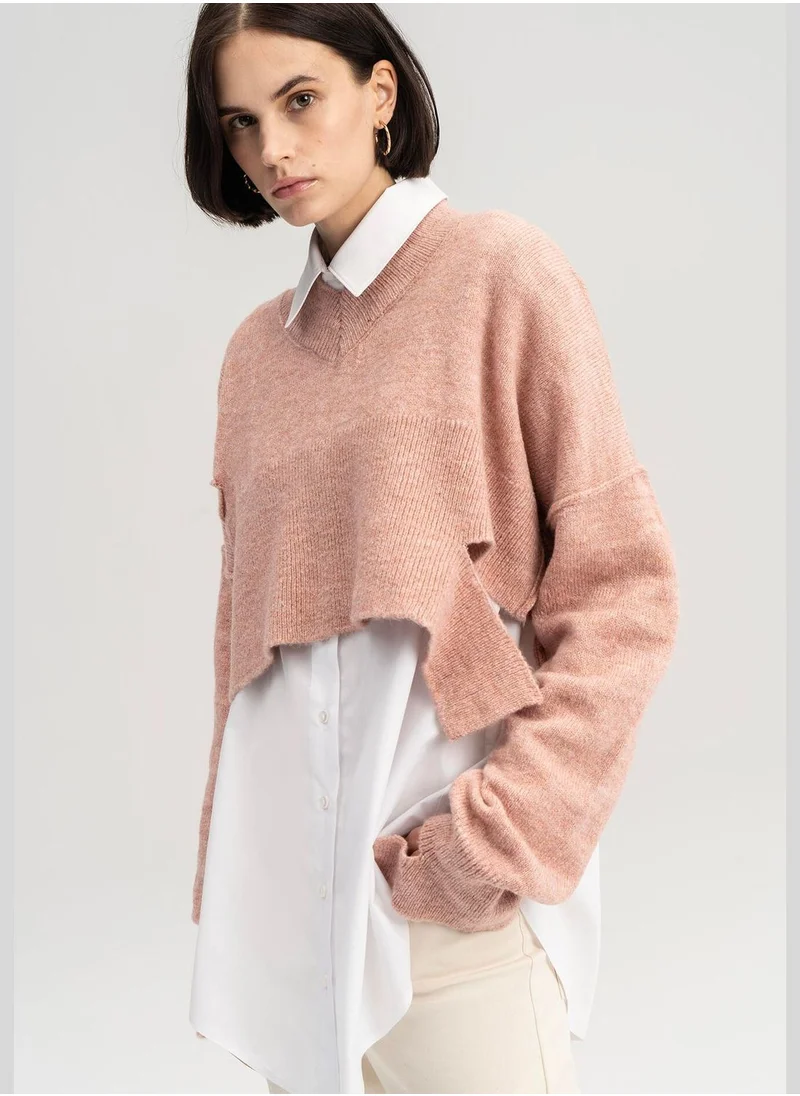 Touche CUT OUT DETAILED KNIT SWEATER