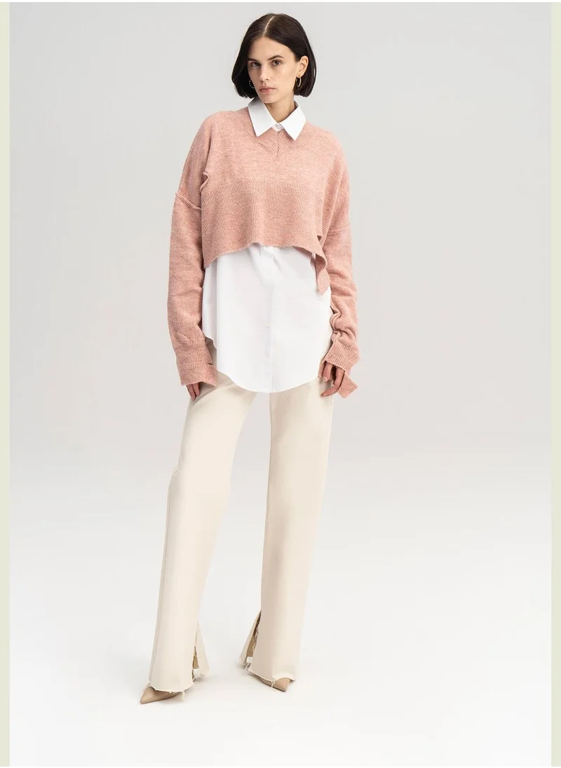 Touche CUT OUT DETAILED KNIT SWEATER