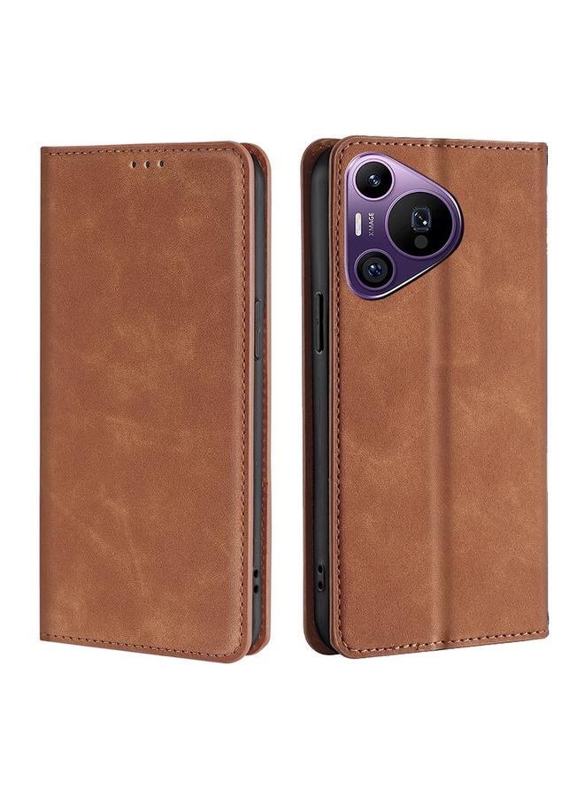 زبون جراب لهاتف Huawei Pura 70 Pro / Pro+ جراب هاتف جلدي مغناطيسي بملمس الجلد - Image 1