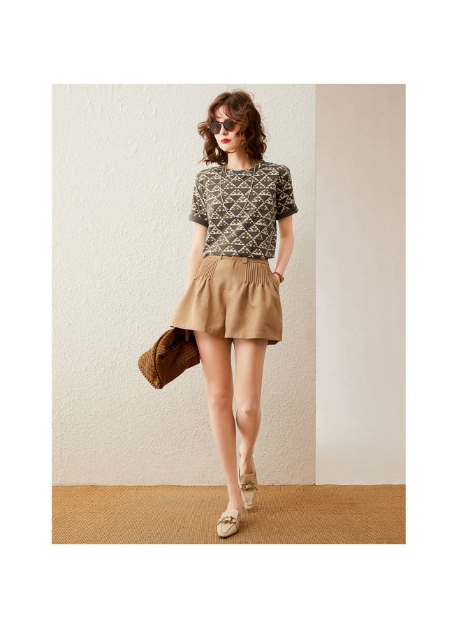 Fashion-printed T-shirt】new Summer Geometric Pattern Round Neck Short Sleeve Women's Tee - Image 4