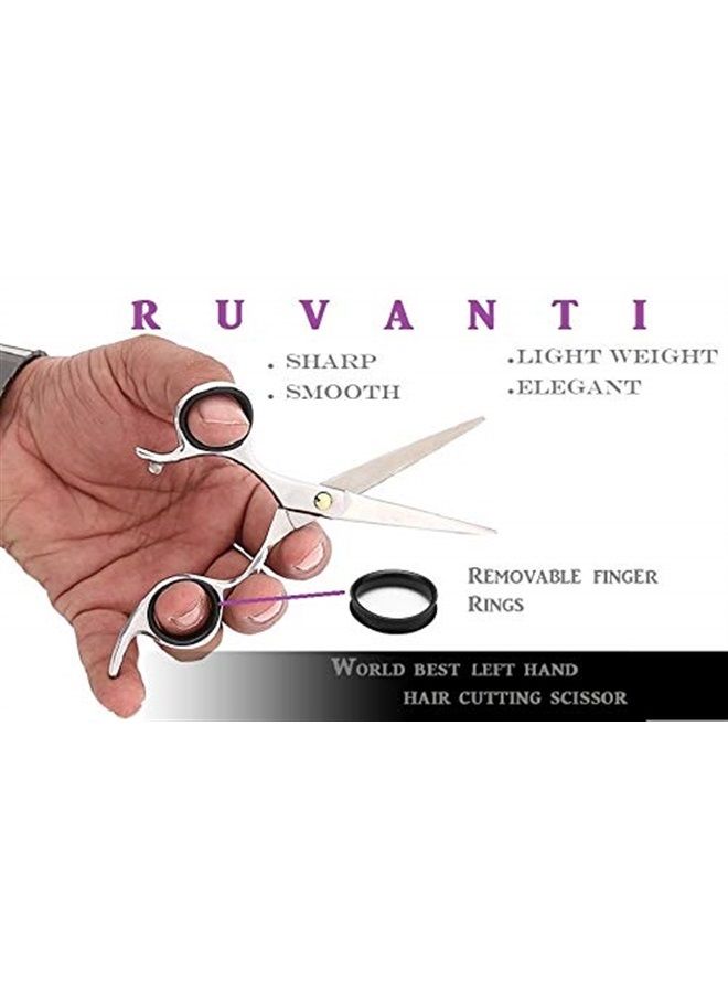 Ruvanti Professional Razor Blades Left Handed Hair Scissors - Barber Scissors for Left Hand - 6.5" Japanese Super Cobalt Stainless Steel Left Handed Shears - Handmade Lefty Hair Shears with Adjustment Screw. - Image 1